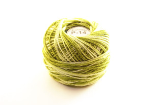 Пряжа Ирис меланж 100% хлопок 10г 82м Р-14 хаки-белый