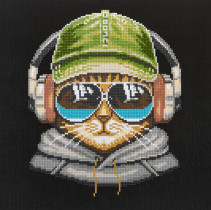 Кристальная ( алмазная) мозаика  " ФРЕЯ" ALBP- 310 постер " Кот- меломан" 30 х 30 см